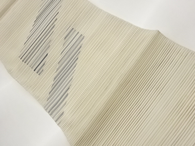 絽綴れ斜線に横縞模様織出し名古屋帯